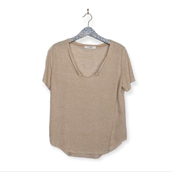 PST by Project Social T Tan Suzie Raw Slub V Neck Tee Size L - Picture 1 of 8